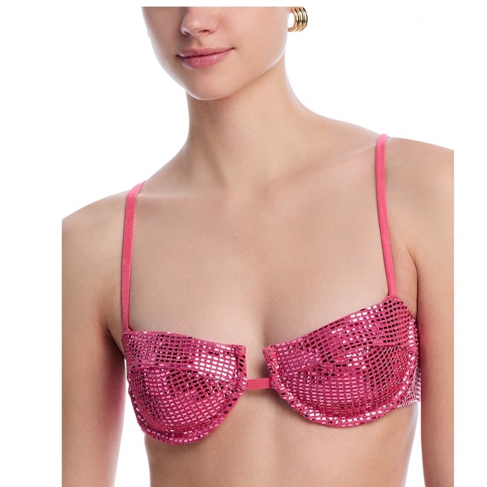 Peixoto Lara Underwire Bikini Top Legally Coral Pink Metallic XL 14013-LGLCRL